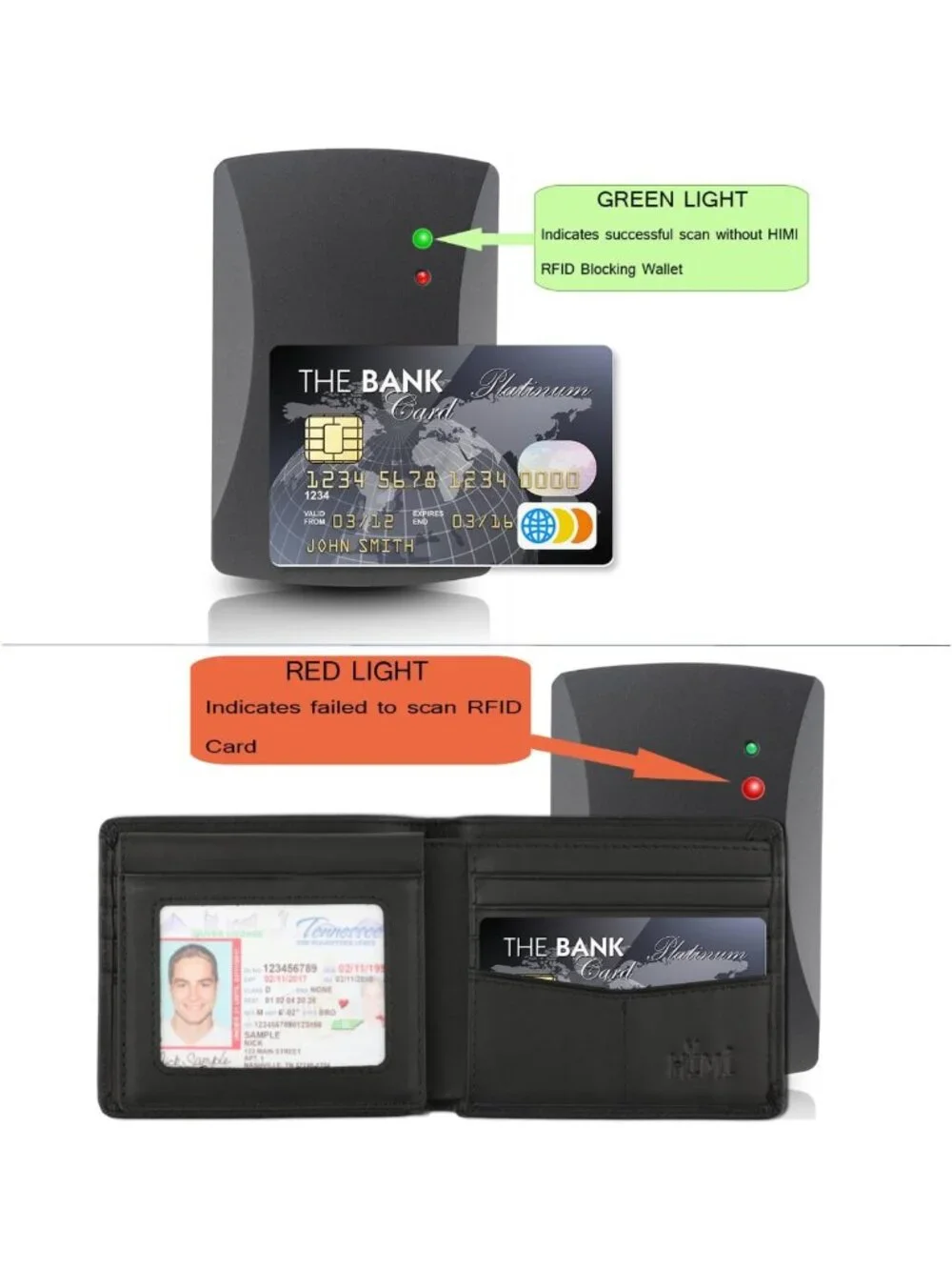 Genuine Leather RFID Blocking Bifold Wallet for Men with 2 ID Windows - Stylish